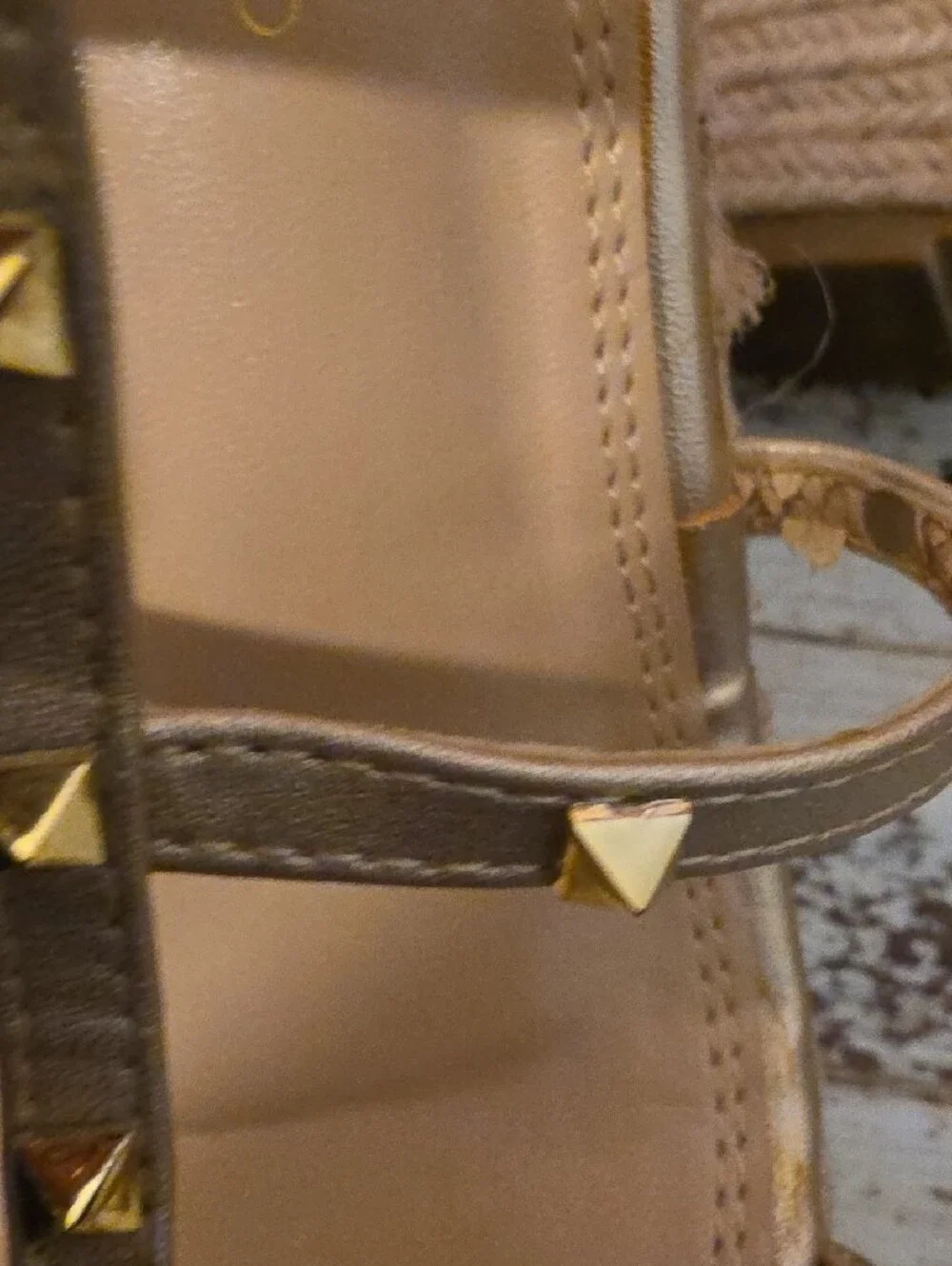 Gold Studded Espadrille Wedge Sandals - Women
